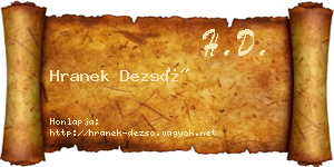 Hranek Dezső névjegykártya